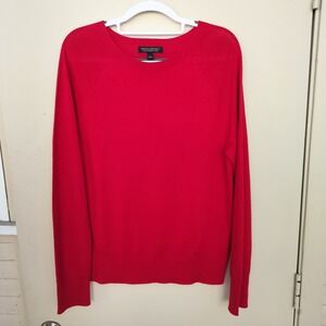 Banana Republic Red 100% Merino Wool Crew Neck Long Sleeve Sweater Holiday